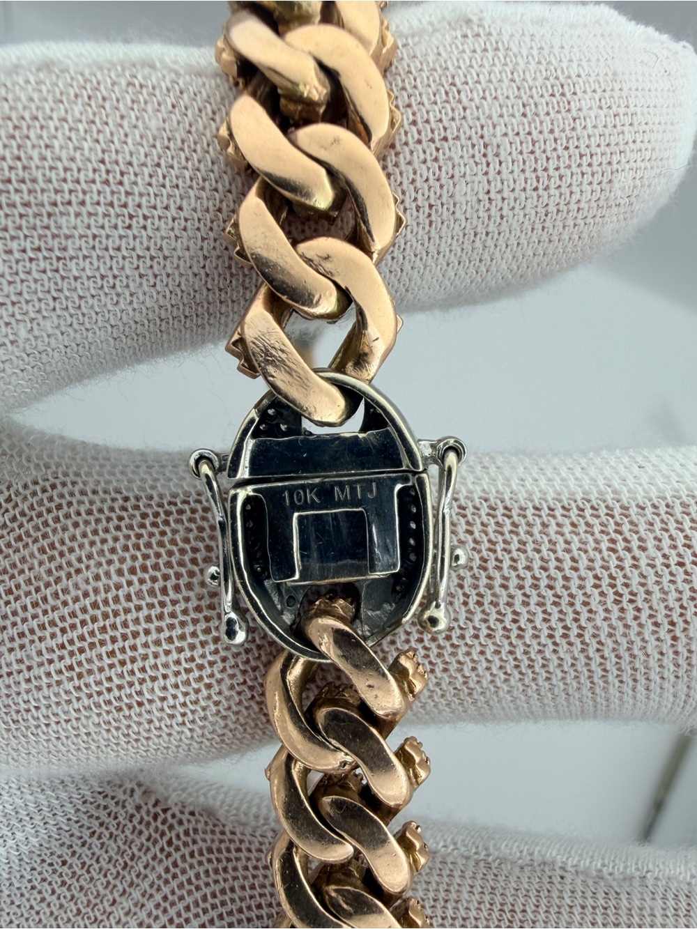 Rose Gold & Silver Pave Cuban Link Necklace - Luxury Jewelry - Picture 3 of 5